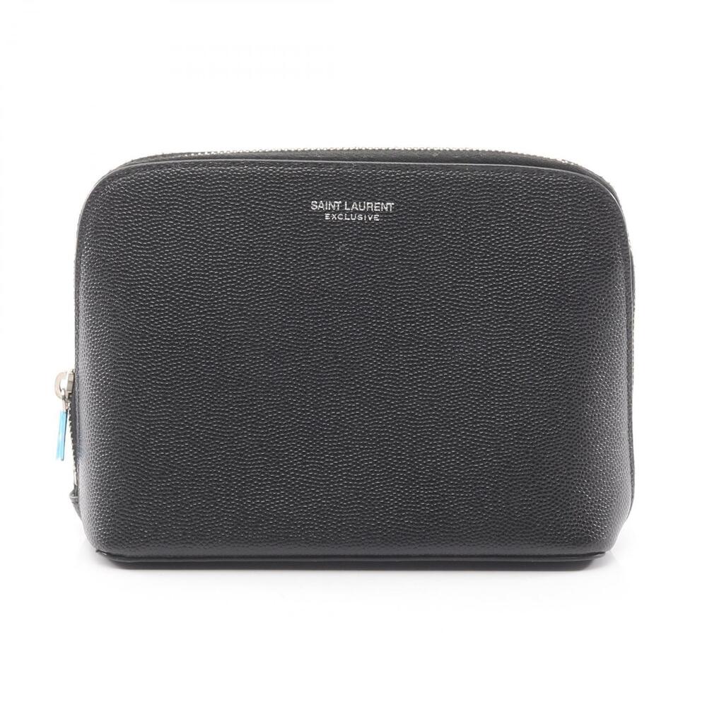Saint Laurent Paris Pouch Clutch Bag Leather Black